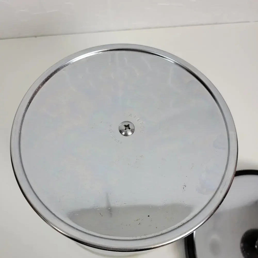 Vintage Home Kitchen Ice Bucket Container Wood Silver‎ Chrome Mid Century Retro